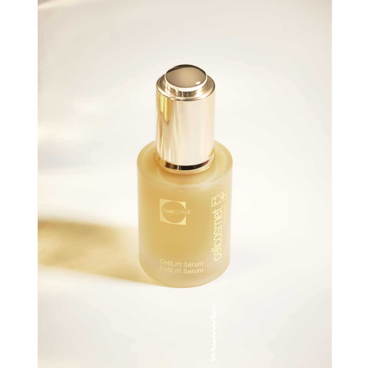 cellcosmet celllift serum product image, gold bottle with dropper 