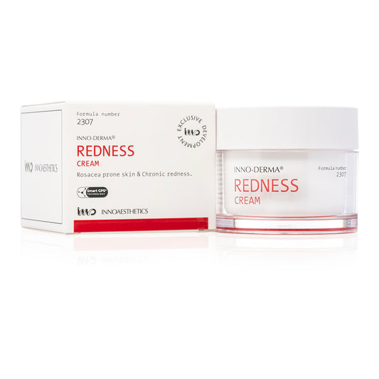 Innoaesthetics redness cream prevents and reduces skin redness and vascular spiders product image with box